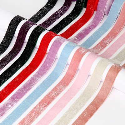 jakość  Shinny Glitter Silver Gold Velvet Ribbon 10mm-38mm Luxury Velvet Ribbon fabryka