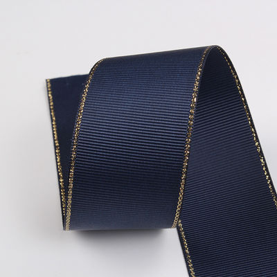 2.5cm Polyester Złota krawędź Dwukrotna twarz Grosgrain wstążka do choinki i rękojeści torebki