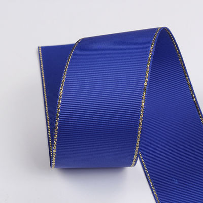 2.5cm Polyester Złota krawędź Dwukrotna twarz Grosgrain wstążka do choinki i rękojeści torebki