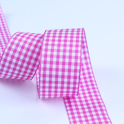 2.5cm Polyester Plaid wstążka do pakowania prezentów i pudełka czekoladowa wstążka dekoracja łuku
