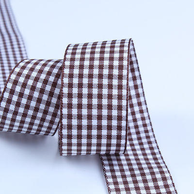 2.5cm Polyester Plaid wstążka do pakowania prezentów i pudełka czekoladowa wstążka dekoracja łuku