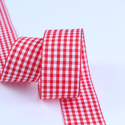 2.5cm Polyester Plaid wstążka do pakowania prezentów i pudełka czekoladowa wstążka dekoracja łuku