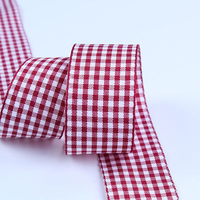 2.5cm Polyester Plaid wstążka do pakowania prezentów i pudełka czekoladowa wstążka dekoracja łuku