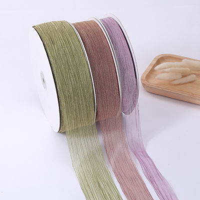 Owijanie prezentów 25mm Organza wstążka Korea 2,5cm Sheer Wired Ribbon