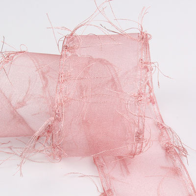 25mm-50mm Tassel Edge Polyester Organza Ribbon for Flower Chocolate Gift Packing and Garment Decoration