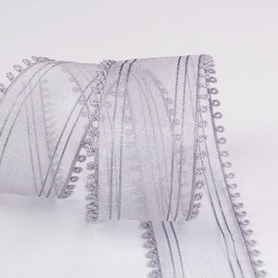 16mm-38mm Rolls Of Organza Ribbon Podwójny okrągły krawędź Czerwona przejrzysta wstążka