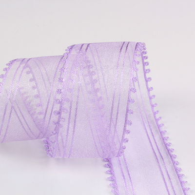 16mm-38mm Rolls Of Organza Ribbon Podwójny okrągły krawędź Czerwona przejrzysta wstążka