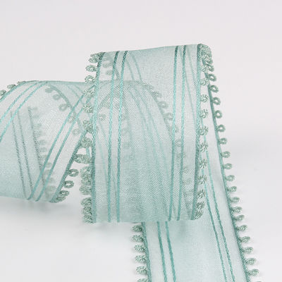 16mm-38mm Rolls Of Organza Ribbon Podwójny okrągły krawędź Czerwona przejrzysta wstążka