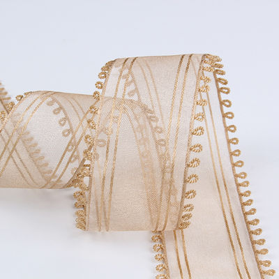 16mm-38mm Rolls Of Organza Ribbon Podwójny okrągły krawędź Czerwona przejrzysta wstążka