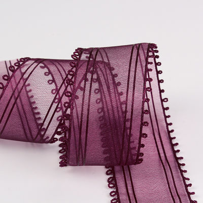 16mm-38mm Rolls Of Organza Ribbon Podwójny okrągły krawędź Czerwona przejrzysta wstążka