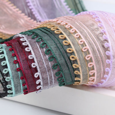 16mm-38mm Rolls Of Organza Ribbon Podwójny okrągły krawędź Czerwona przejrzysta wstążka
