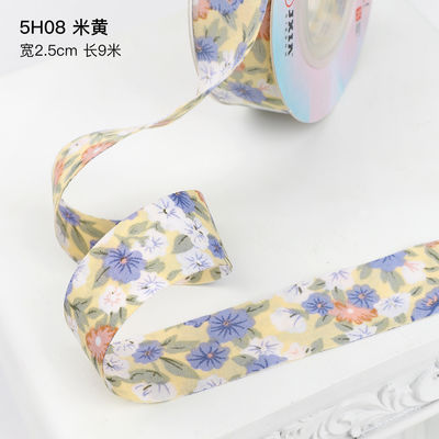 Kwitki kwiatowe Wydrukowana wstążka bawełniana 25mm Personalized Gift Ribbon