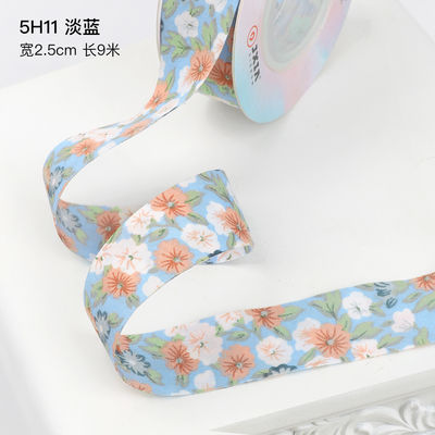 Kwitki kwiatowe Wydrukowana wstążka bawełniana 25mm Personalized Gift Ribbon