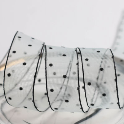 10mm-60mm Dot Velvet Wired Ribbon Embroidery podwójnie stronna belusowa wstążka