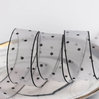 10mm-60mm Dot Velvet Wired Ribbon Embroidery podwójnie stronna belusowa wstążka