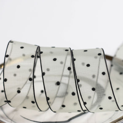10mm-60mm Dot Velvet Wired Ribbon Embroidery podwójnie stronna belusowa wstążka