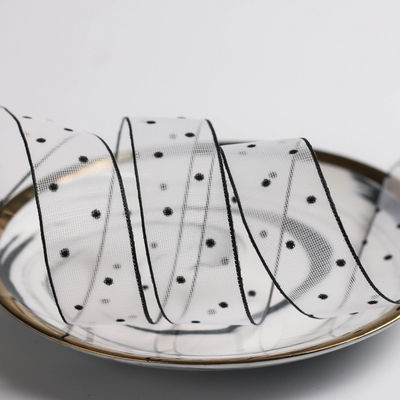 10mm-60mm Dot Velvet Wired Ribbon Embroidery podwójnie stronna belusowa wstążka