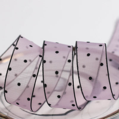 10mm-60mm Dot Velvet Wired Ribbon Embroidery podwójnie stronna belusowa wstążka