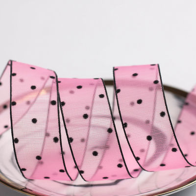 10mm-60mm Dot Velvet Wired Ribbon Embroidery podwójnie stronna belusowa wstążka