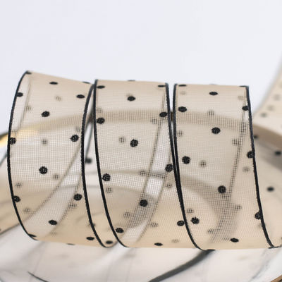 10mm-60mm Dot Velvet Wired Ribbon Embroidery podwójnie stronna belusowa wstążka
