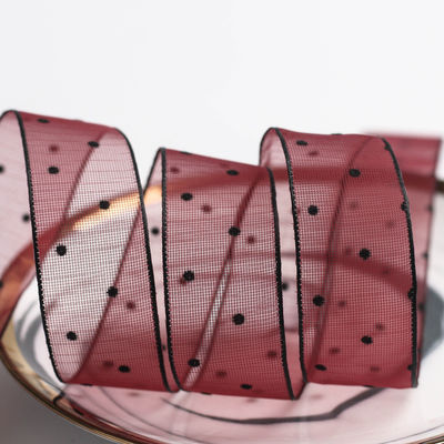 10mm-60mm Dot Velvet Wired Ribbon Embroidery podwójnie stronna belusowa wstążka