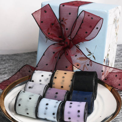 10mm-60mm Dot Velvet Wired Ribbon Embroidery podwójnie stronna belusowa wstążka