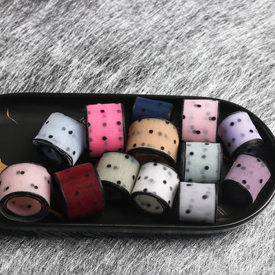10mm-60mm Dot Velvet Wired Ribbon Embroidery podwójnie stronna belusowa wstążka