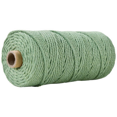 Zielony 3-strunny zwinięty nylonowy sznurek 3 mm makramy z bawełny