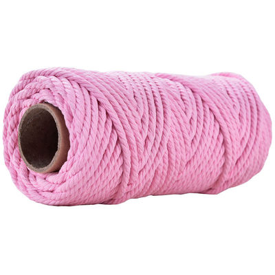 50 m Pyłowy Macrame Cord 5 mm ISO9001 Różowa bawełniana linia 3 pręty