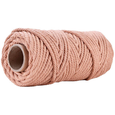 50 m Pyłowy Macrame Cord 5 mm ISO9001 Różowa bawełniana linia 3 pręty