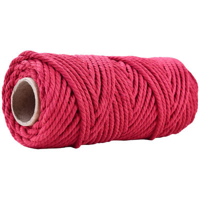 50 m Pyłowy Macrame Cord 5 mm ISO9001 Różowa bawełniana linia 3 pręty