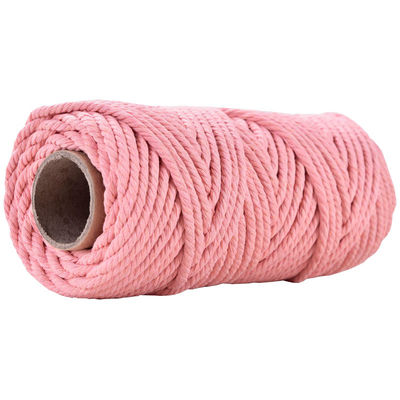 50 m Pyłowy Macrame Cord 5 mm ISO9001 Różowa bawełniana linia 3 pręty