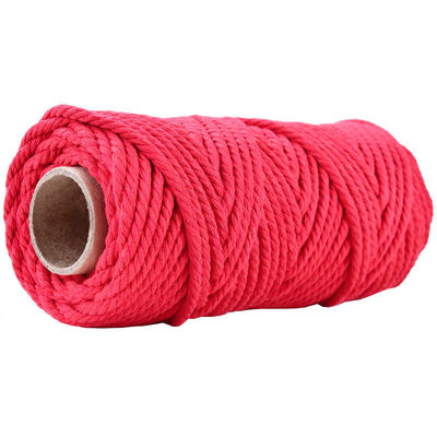 50 m Pyłowy Macrame Cord 5 mm ISO9001 Różowa bawełniana linia 3 pręty