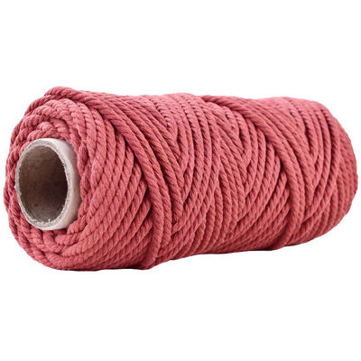 50 m Pyłowy Macrame Cord 5 mm ISO9001 Różowa bawełniana linia 3 pręty