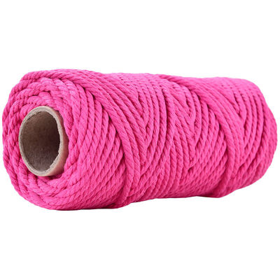 50 m Pyłowy Macrame Cord 5 mm ISO9001 Różowa bawełniana linia 3 pręty
