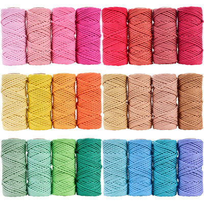 50 m Pyłowy Macrame Cord 5 mm ISO9001 Różowa bawełniana linia 3 pręty