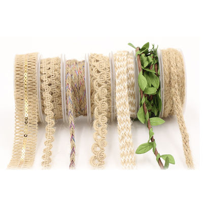 Dekoracja odzieży Jute Rope Ribbon Gift Packing Wired Burlap Ribbon