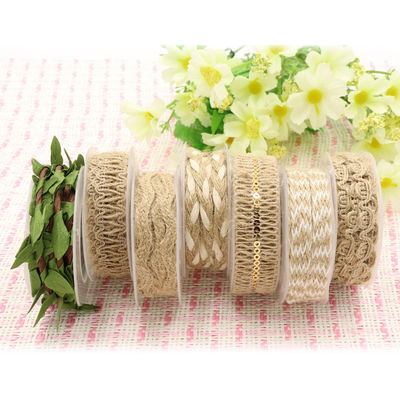 Dekoracja odzieży Jute Rope Ribbon Gift Packing Wired Burlap Ribbon