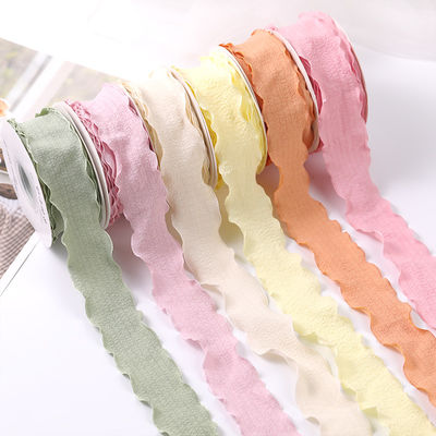 40mm Walentynki Kolorowa wstążka z juty Linen Wrinkle Edge Jute Lattice Ribbon