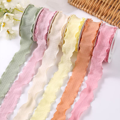 40mm Walentynki Kolorowa wstążka z juty Linen Wrinkle Edge Jute Lattice Ribbon
