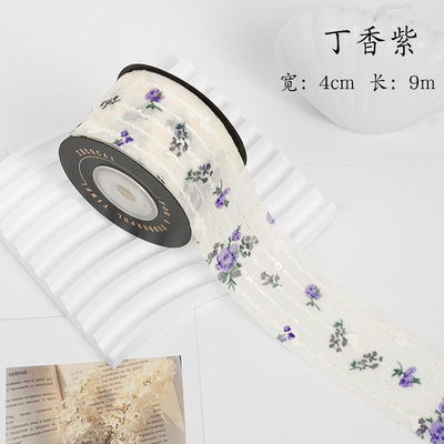 Kwiatowo wydrukowana, spersonalizowana wstążka do organzy 4cm Flora Ivory