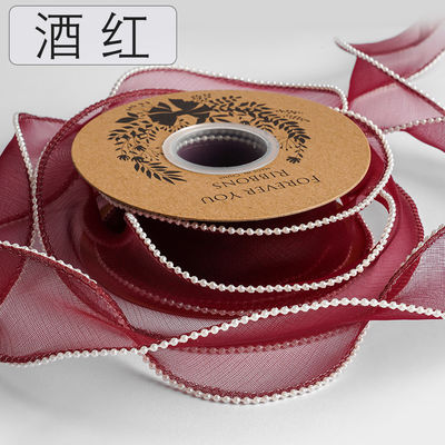40 mm perłowy poliester organza wstążka do luksusowego opakowania prezentów
