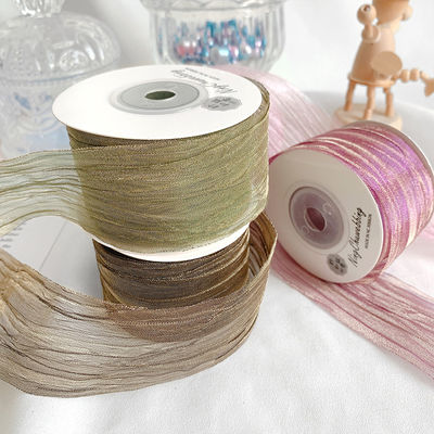 Poliester 38mm Organza Ribbon Eco Friendly Pale Pink Organza Ribbon