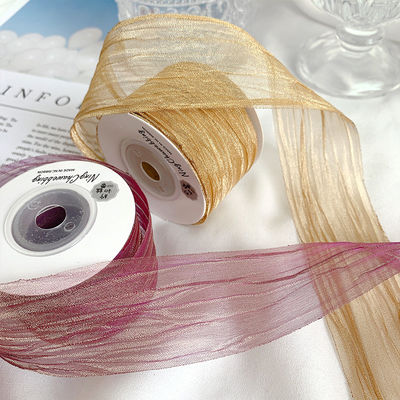 Poliester 38mm Organza Ribbon Eco Friendly Pale Pink Organza Ribbon