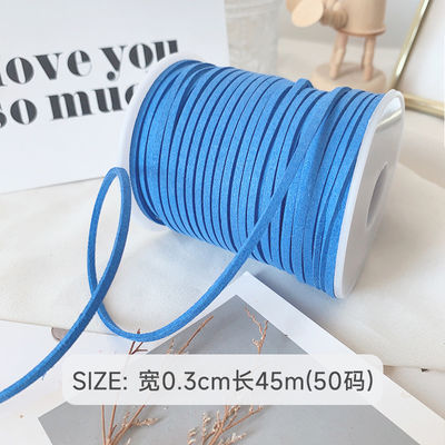 3mm Suede Leather Velvet Ribbon ISO9001 Blue Velvet Ribbon Wired