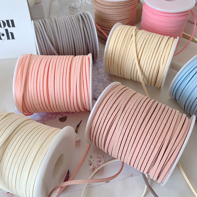 3mm Suede Leather Velvet Ribbon ISO9001 Blue Velvet Ribbon Wired