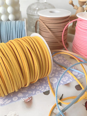 3mm Suede Leather Velvet Ribbon ISO9001 Blue Velvet Ribbon Wired
