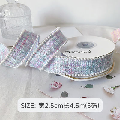 25mm polyester wstążka siatka plaid wstążka Pearl Edge OEM ODM