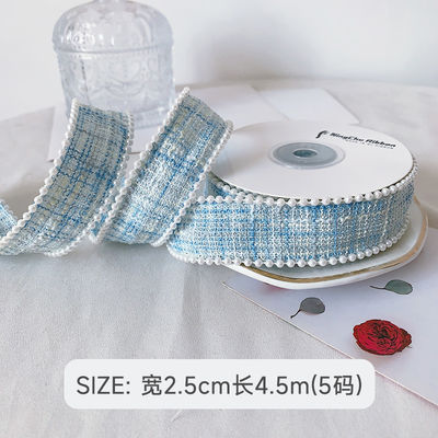 25mm polyester wstążka siatka plaid wstążka Pearl Edge OEM ODM