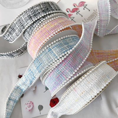 25mm polyester wstążka siatka plaid wstążka Pearl Edge OEM ODM